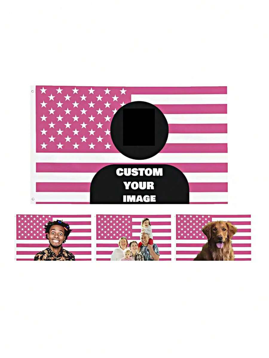 Customized Celebrity Flag & Banner, American Flag Background Digital Print 100D Polyester Tapestry - Multicolor - View 1
