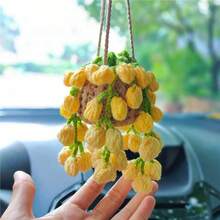 1 件家居装饰布艺吊篮草莓和向日葵植物吊篮编织成品汽车植物吊坠汽车后视镜装饰、家居装饰、房间装饰、墙面装饰 - 綠色 - 查看 20