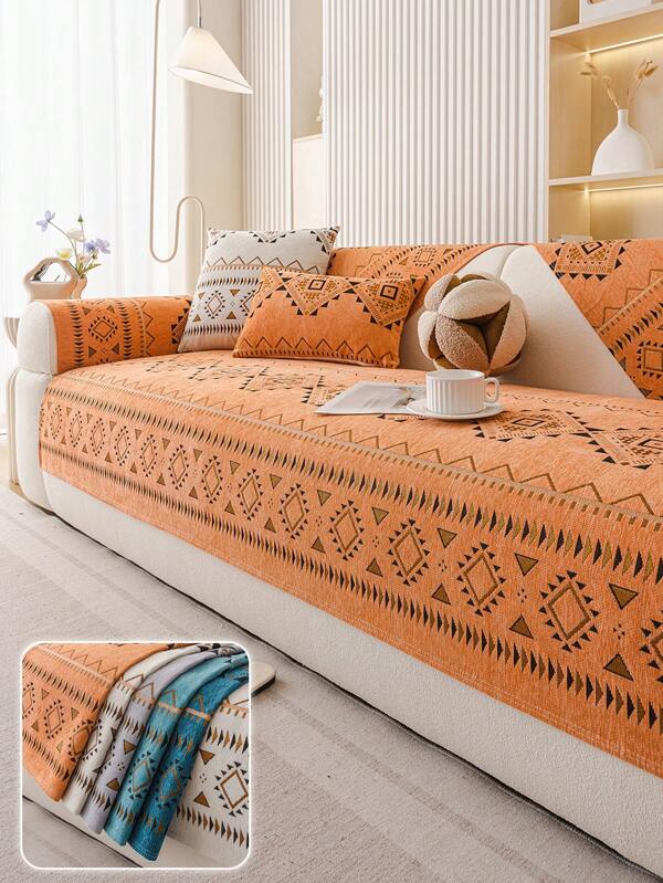 1 pezzo Copri divano trapuntato in chenille, 100% poliestere, durevole e adatto agli animali domestici, copridivano in stile bohémien per singolo poltrona, divano a 2/3/4 posti, adatto per decorazione di soggiorno, camera da letto, ufficio, per tutte le stagioni