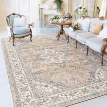Homore Living Room Rug, Modern Machine Washable Vintage Area Rug Non-Slip Low Pile Large Rug For Living Room, Bedroom, Farmhouse, Dining Room Rugs For Living Room Faux Jute Area Rug Washable Modern Bedroom Rugs Large Non-Slip Farmhouse Floor Carpet For Dining Room Hallway Office Kitchen Entryway,Halloween - 米色 - 查看 6