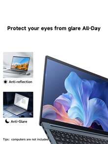 1pc Privacy Screen Protector, With Auxiliary Sticker, Anti-Peeping Blue Light Filter, Fit For 14" And 15.6" Laptops, 3H Hardness Full Screen Coverage, Easy Installation, Bubble-Free - Black - View 9