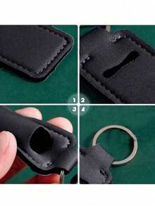 1pc Chapsticks Holder Keychain For Lipstick, Small Christmas Gifts For Women, Stocking Stuffers For Women ( Black),Lip Balm Holder Keychain Clip On Lipstick Sleeve Lipstick Holder Keychain Tight-Knit Elastic Lip Balm Keychain Holder,Clip-On Sleeve Lip Balm Pouch Keychain Lip Balm Holder Keychain Lipstick Holder Elastic Lip Balm Holder Lip Balm Pouch Keychain Home Travel Outdoor Accessories - Multicolor - View 3