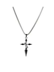 1 pieza Collar con colgante de cruz para hombres, accesorio de cadena de moda, regalo del Día del Padre, accesorios de vuelta al colegio, Halloween, estilo punk