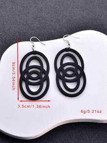 1 Pair Geometric Design Matte Texture Earrings, Fashionable Jewelry For Women, Suitable For Party And Evening Wear