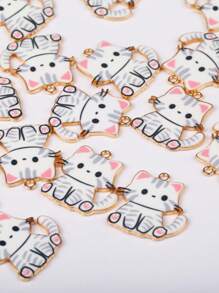 Paquete de 10 accesorios de joyería con diseños de gatos de dibujos animados lindos para hacer collares, colgantes y aretes de forma artesanal