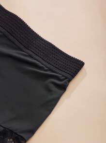 1 pieza Calzones de cintura alta sexy para damas, pantys de encaje, calzones interior de mujer cómodos antideslizantes, shorts de boxeador sexy interior de mujer, shorts negros de boxeador para mujer