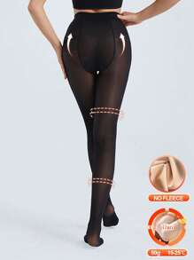 80g No Fleece Tight Translucent Pantyhose Women Leggings Stockings High Waist Thin Tights Body Shaper Pantyhose 3D Stocking Legging For Spring Autumn