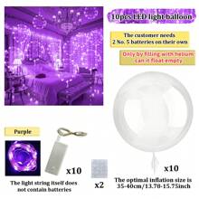 10/1 Luminous LED Transparent Wave Balloon Set (Inflated Size Approximately 35cm-40cm), With 3.0-Meter (Approximately 9.84ft) LED Light String (Excluding Internal Power) Suitable For Birthday Decoration, 2025 Graduation Decoration, Wedding Decoration, Mother's Day, Room Decoration, Shooting Props (Multi-Color Optional)