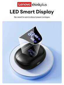 Lenovo 联想 XT58 蓝牙耳机，半入耳式，立体声，高清通话，降噪，麦克风，LED 电池电量显示，持久耐用，适用于智能手机、笔记本电脑、游戏、音乐、运动 - 彩色 - 查看 3