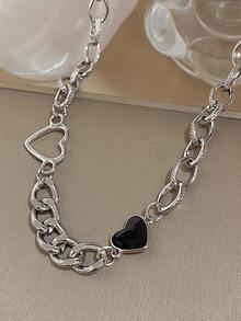 1 Pc Heart Charm Necklace For Women Vintage Chain Necklace Choker Daily Party Jewelry Mother Day Gifts - Multicolor - View 9