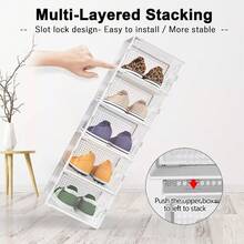 12Pcs Transparent Clear Shoe Storage Box Rack Plastic Organizer Boxers Stackable - White - View 4