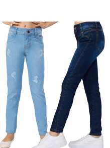 Kit 2 calça Feminina Jeans  Infantil Juvenil para menina