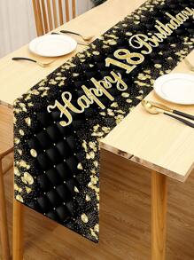 1pc Black Gold 18th Happy Birthday Outdoor Banner Birthday Party Decoration Background Decor,Birthday Decorations Table Runner,Reusable Rectangular Table Cover,Kitchen Table Decor,Home Decor