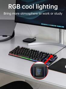 1 Stück K87Pro RGB hinterleuchtete Gaming Mechanik-Gefühl Tastatur, kompakte 87-Tasten kabelgebundene Membrantastatur