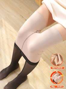 80g No Fleece Tight Translucent Pantyhose Women Leggings Stockings High Waist Thin Tights Body Shaper Pantyhose 3D Stocking Legging For Spring Autumn