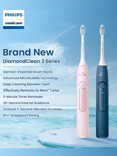 PHILIPS Philips DiamondClean 3 Series Electric Toothbrush 5 Cleaning Modes 2-Minute Timer Reminder And 30-Second Zone Change Guide