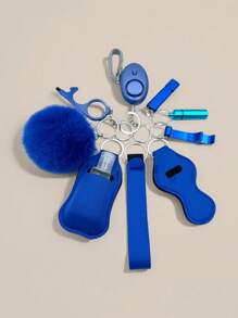 Juego de 9 piezas de llavero de autodefensa para mujeres, incluye alarma, rompedor de ventanas, abridor de botellas, silbato, dispensador de jabón, estuche para lápiz labial, pulsera, pastillero, llavero para exteriores, regalo festivo, accesorios para automóvil, dije para bolso, estilo gótico y Y2K