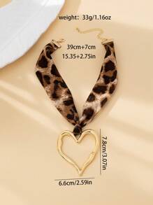 1pc Retro Fashionable Sexy Leopard Print Heart Pendant Necklace