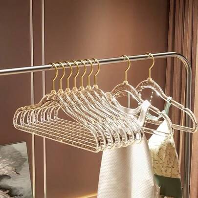 1/5/10/20 ชิ้น, ดาวสีทอง, เสื้อแขวนคริสตัลน่ารักสำหรับสาวๆ สไตล์อินเทอร์เน็ตคนดัง, ใช้ในบ้านได้อย่างลื่นไหล, แขวนเสื้อผ้าพลาสติกใสสำหรับร้านเสื้อผ้า, แขวนเสื้อผ้าผงสีทอง, แขวนเสื้อผ้าสมัยใหม่กันลื่นสำหรับใช้ในบ้าน