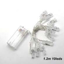 33 英尺/100 个 LED 仙女灯串带照片夹，AA 电池供电照片夹灯适用于宿舍、卧室、圣诞节、派对、婚礼装饰（暖白色） - 3AA電池款 - 查看 11