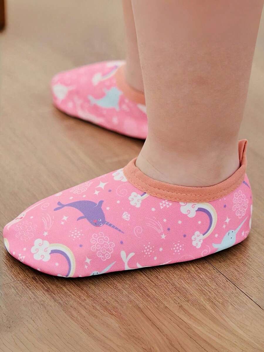 1pair Infant Girls' Floor Socks Shoes With Cartoon Pattern For Spring And Autumn, Anti-Slip Soft Bottom, Indoor Walking Socks - Hot Pink - View 1