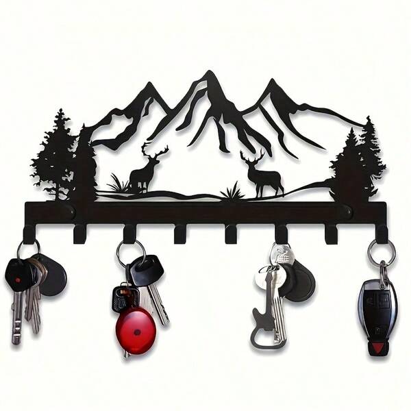 [Deer Shaped Key Hanger Rack] 1pc, Metal Deer Key Holder, Wall Mounted Key Organizer, Key Hanger Rack, Wall Mounted For Home, Entryway, Hallway, Office