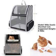 Yogle Mochila para gatos, mochila transportadora para perros y gatos, cachorros, mochila transportadora para gatos, con malla totalmente ventilada, aprobada por aerolíneas, diseñada para viajes, senderismo, caminatas y uso al aire libre - Albaricoque - Ver 3