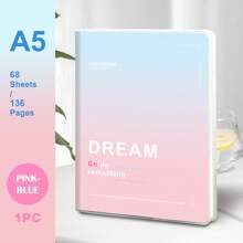 1 Book, B5/A5, 136 Pages, B5 Waterproof Soft Surface PP Glue Cover Notebook, Colorful Simple Diary, Notebook, Horizontal Line Diary, Notebook For Office, Home, School,School Supplies,Back To School