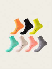 6 Pairs Assorted Color Unisex Sports & Running Socks, Suitable For Men & Women, Marathon, Basketball, Cycling - Multicolor - View 13