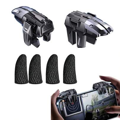 SLANGO Mobile Game Triggers – 4 DIY Metal Buttons FPS Controller For COD/Breakout With 4 Finger Gloves