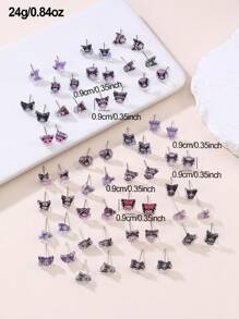 Sanrio 60 piezas Juego de aretes con diseños de Sanrio Kumi, aretes de diseño dulce para niñas