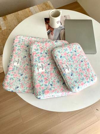 1 件全花卉印花休闲笔记本电脑内袋，适用于 11/13/15 英寸笔记本电脑，笔记本电脑包，适用于 Mac Book、iPad、笔记本，便携式笔记本电脑内胆包，旅行必备品，邮轮必备品，宿舍必备品，通勤必备品，生日礼物