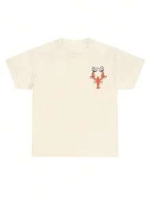 Lobster Illustration Of Sea Salt Soda Flavor, Women's Casual Loose Oversized Round Neck Short Sleeve T-Shirt, Summer Beach Outfits