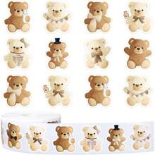 3Rolls Cute Cartoon Little Bear Gift Decoration Stickers,For Birthday B Aby Shower Party DIY Gift Packaging Decoration Label Stickers