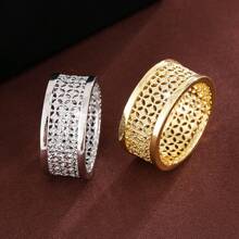 1枚时尚个性化四叶镂空设计戒指，女士休闲礼物 - 彩色 - 查看 6