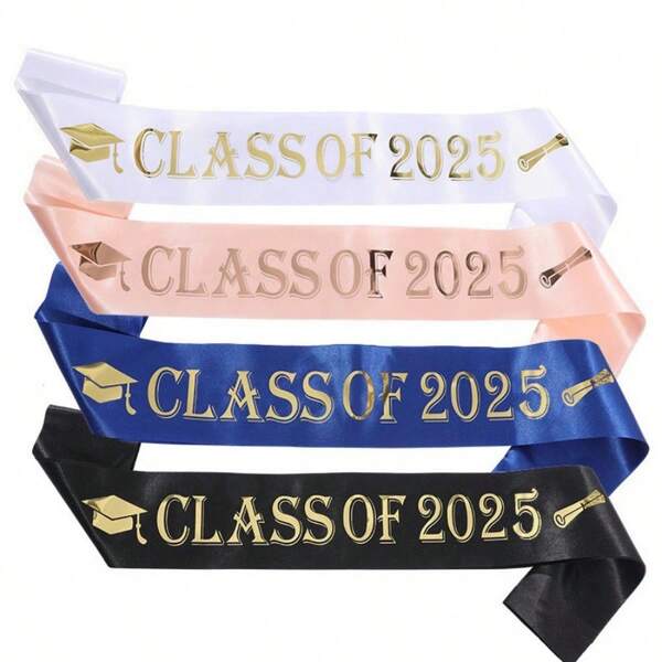1pc Graduação Alça de Ombro Etiqueta Alça Classe De 2025 Cor Ding Pano Hot Stamped Festa Fita Alça Cerimônia de Graduação