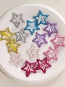 10 piezas/20 piezas/30 piezas/40 piezas/50 piezas/100 piezas Clips para el cabello con forma de estrella brillantes y coloridos al azar, accesorios para el cabello para niñas, fiesta, estudiantes