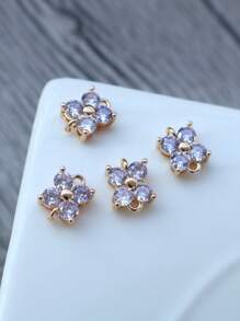 1 pieza/5 piezas Colgante de flor de trébol de cristal de circonia cúbica microincrusted, hecho a mano para hacer pulseras y joyas DIY, de aproximadamente 7,7 * 10 mm incluyendo el anillo, elegante kit de accesorios de colgante de cuentas portátil DIY