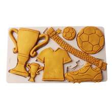 1pc Soccer Theme Silicone Mold Fondant & Chocolate Cake Decor Tool For World Cup Party & Baking Enthusiasts - Multicolor - View 5