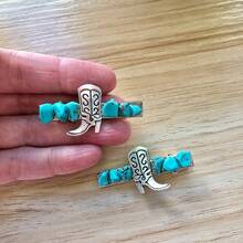 2件套女士复古绿松石靴形西部风格发饰，发夹，发卡，爪夹，学习用品 - 彩色 - 查看 4