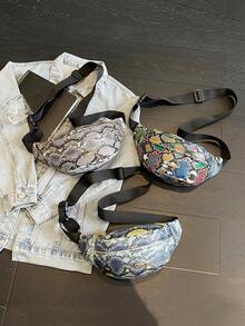 peach tree Men's Ombre Print Fanny Pack Crossbody Bag, PU Waterproof Multi-Pocket Multi-Function Waist Bag Purse Essentials - Multicolor - View 2