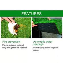 Alfombra de césped artificial realista con drenaje, altura de 1.2" para uso en exteriores - Verde - Ver 4