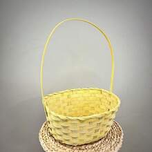 Disposable Handmade Bamboo Baskets In Various Colors And Sizes, Perfect As A Gift Basket Or Holiday Basket. - Yellow - View 6