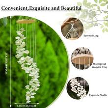 创意贝壳风铃，手工艺术风铃，S 形不对称挂饰，海星镜面贝壳风铃，海玻璃风铃，家居装饰，户外装饰，适用于民宿、庭院、花园、卧室、客厅、走廊等，女士礼物，节日和生日礼物 - 彩色 - 查看 3