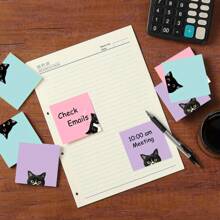 Set de notas adhesivas de gato negro de 3/6/9/18 unidades, blocs de notas autoadhesivos rosa, blocs de notas lindos super adhesivos para regalos de amantes de los gatos, maestros, oficina y útiles escolares, 3x3 pulgadas
