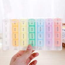 1pc Color One Week Pill Box, Colorful 28 Boxes Rainbow Pill Box, 7-Day Travel Spring Portable Pill Box,
