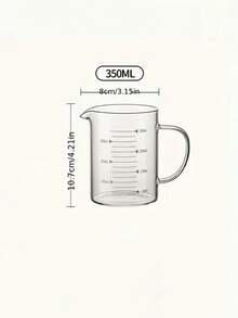 耐高温玻璃量杯，带刻度和手柄，搅拌杯，微波炉专用鲜奶杯，透明，1个装