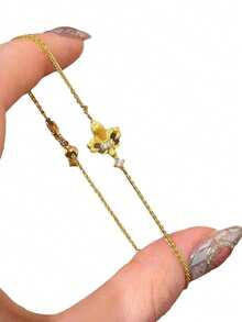 1pc French Iris Flower Micro Inlay Bracelet, Niche Design Luxury Retro Fashion Versatile Accessory For Women - Brushed Iris Bracelet - View 5