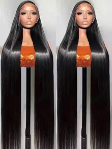 200 Density 40 36 Inch Straight Lace Front Wigs Human Hair 13x6 Hd Transparent Lace Front Human Hair Wigs 200 Density 100% Human Hair For Women Bone Straight Lace Front Wig Human Hair - Natural Black - View 3
