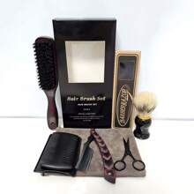 6-Piece Men's XG Shaving Kit Set, Includes Straight Razor With Micarta Handle, Beard Brush, Shaving Brush, Wooden Comb, Scissors And Storage Bag, Great Gift For Valentine's Day, Christmas, Father's Day Or Dad's Birthday